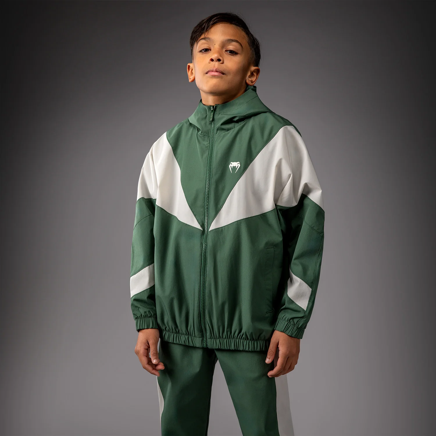 Venum Vectra Chaquetas de Chándal Niños – Verde Bosque/ Blanco Roto - Image 2