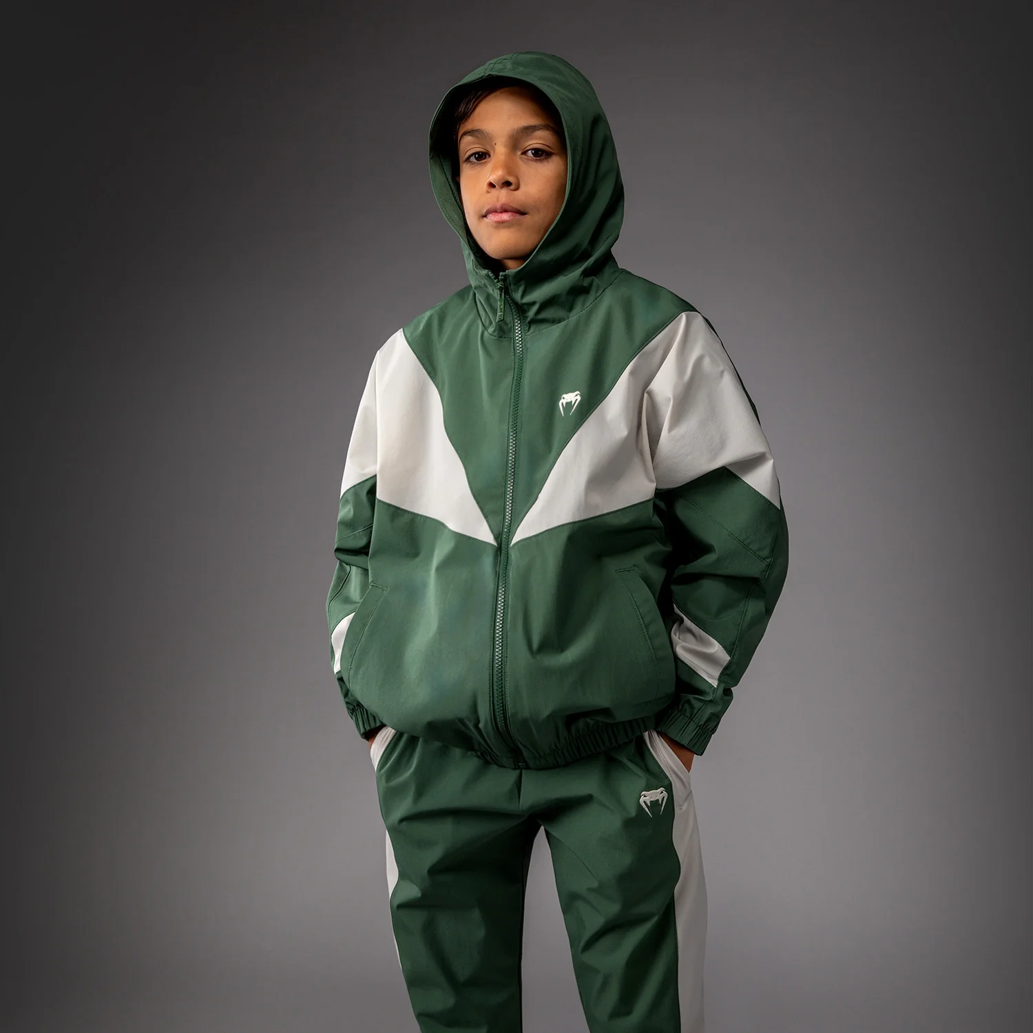Venum Vectra Chaquetas de Chándal Niños – Verde Bosque/ Blanco Roto - Image 3