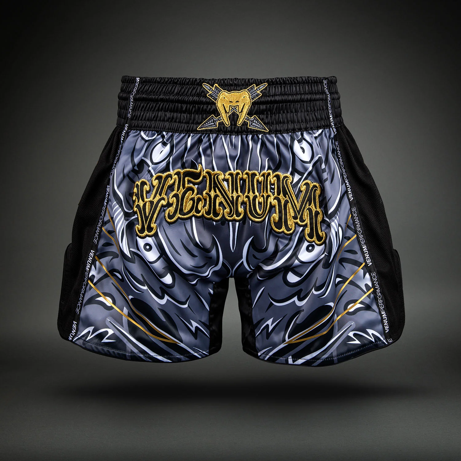 Venum Wolf Atak Short de Muay Thai – Negro/Gris
