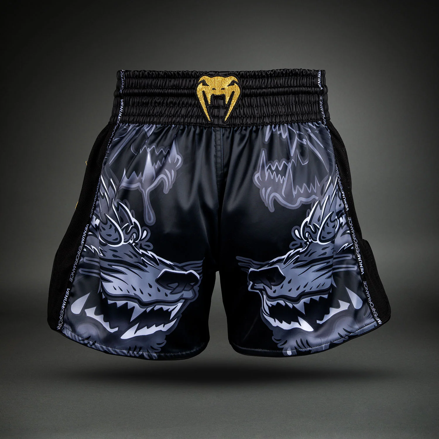 Venum Wolf Atak Short de Muay Thai – Negro/Gris - Image 4