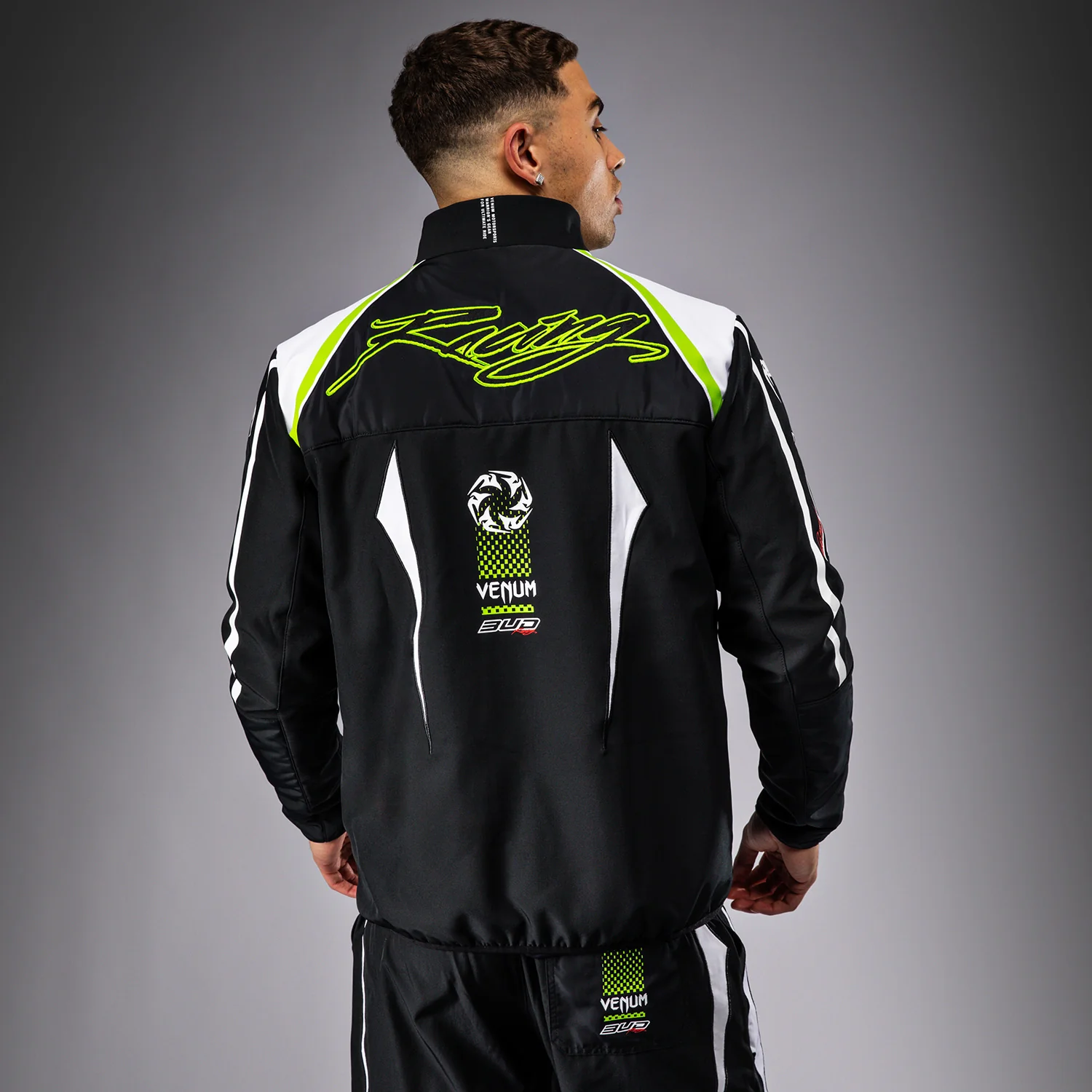 Venum x Bud Racing Chaqueta para Hombre - Negro/Blanco/Verde lima - Image 4