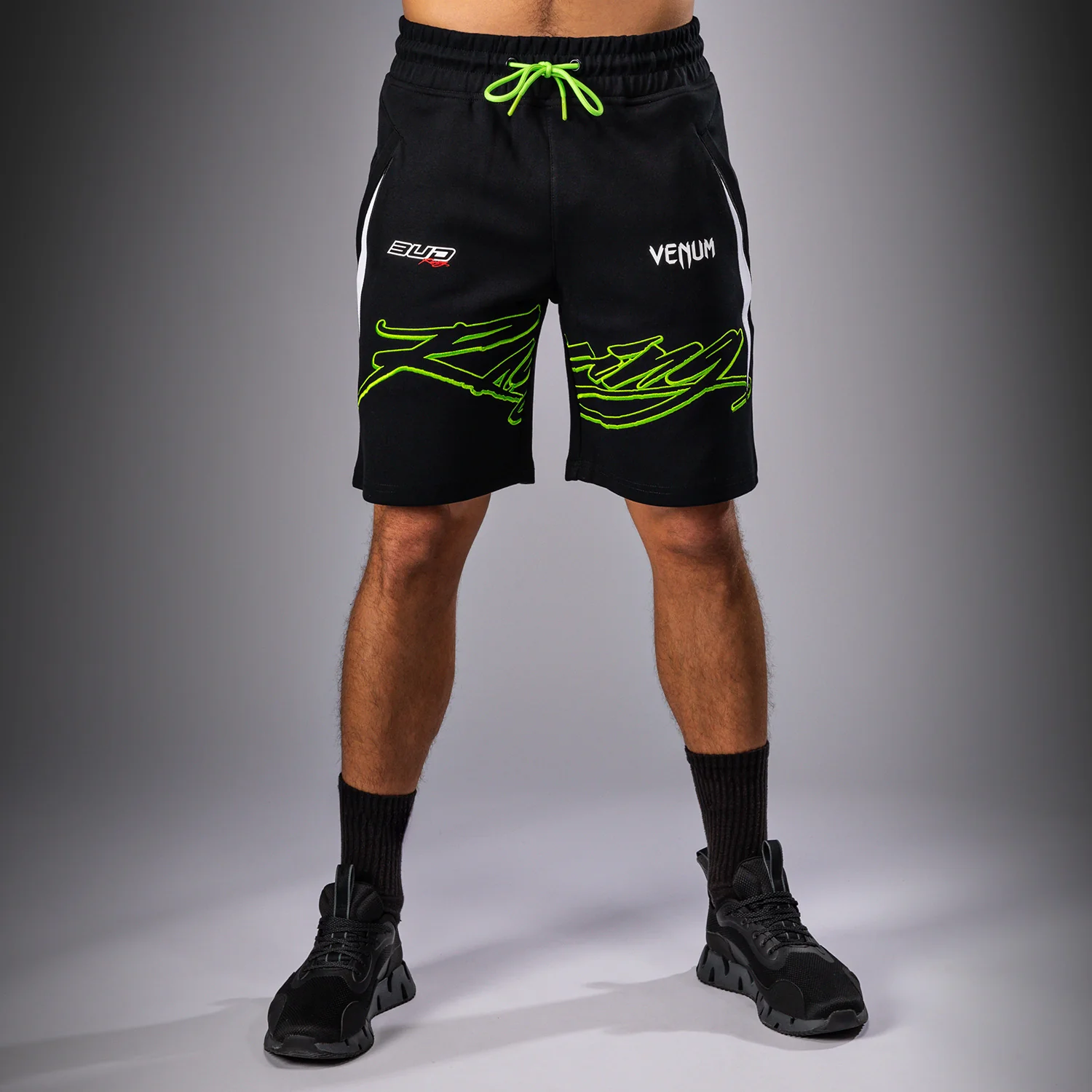 Venum x Bud Racing Pantalones cortos de algodón para Hombre - Negro/Blanco/Verde lima