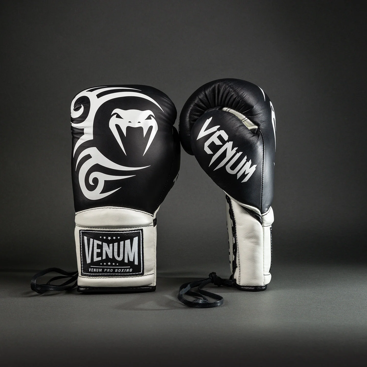 Venum Giant 2.0 Mike Tyson Pro Guantes de Boxeo con Cordones - Negro Profundo/Blanco Óptico - Image 2