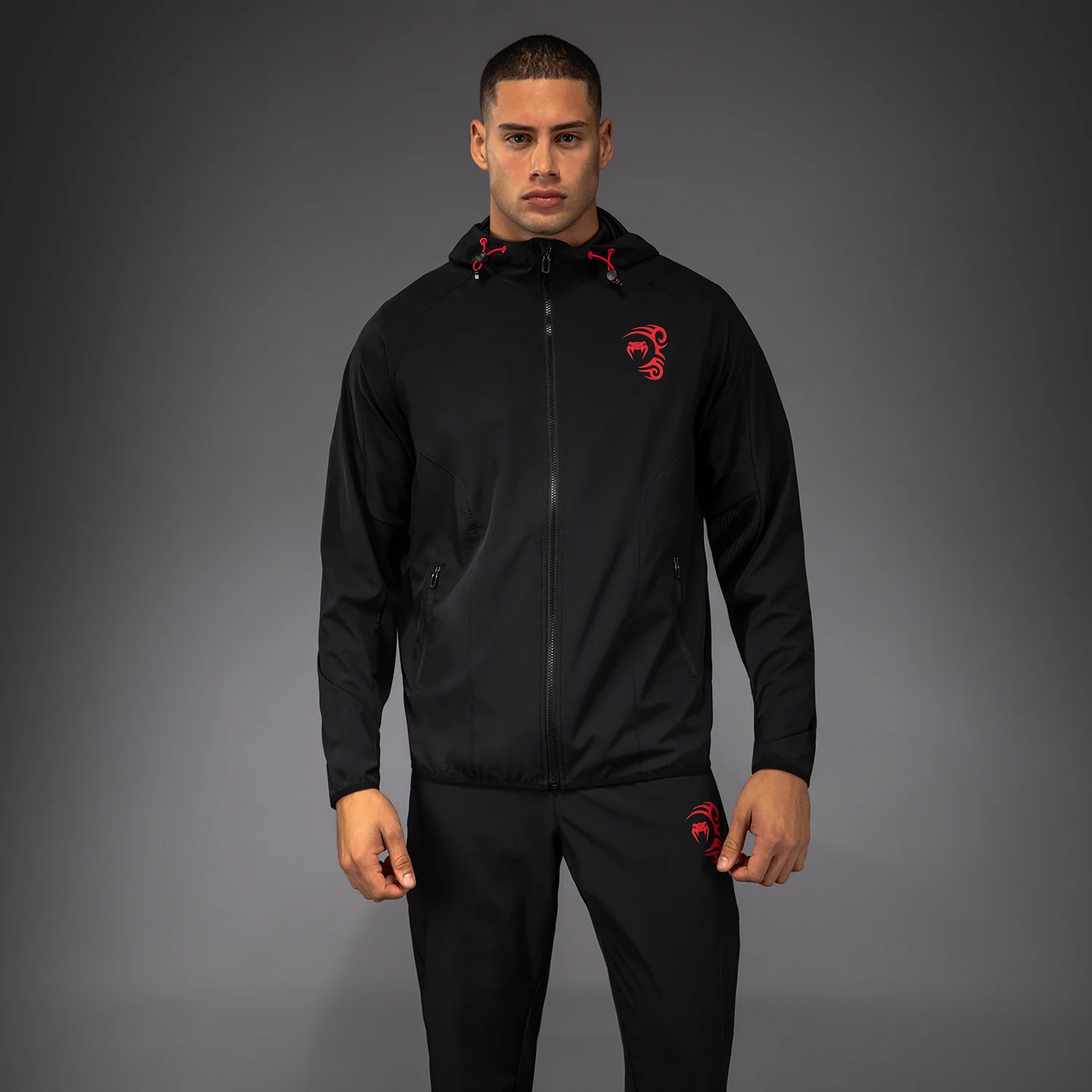 Venum x Mike Tyson Tiger Track Jacket - Negro Profundo/Rojo Intenso