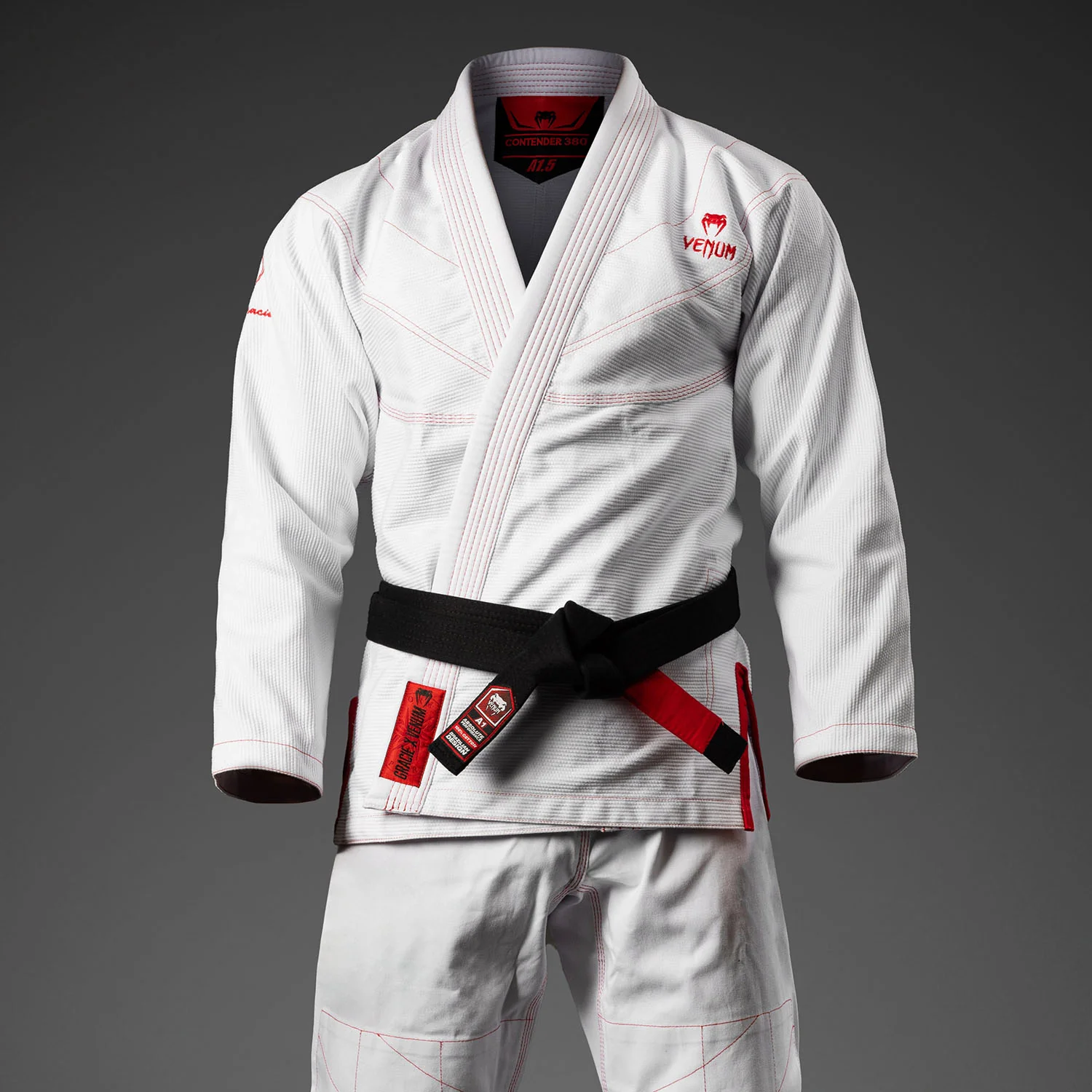 Venum x Roger Gracie Signature Kimono de BJJ - Blanco/Rojo - Image 3