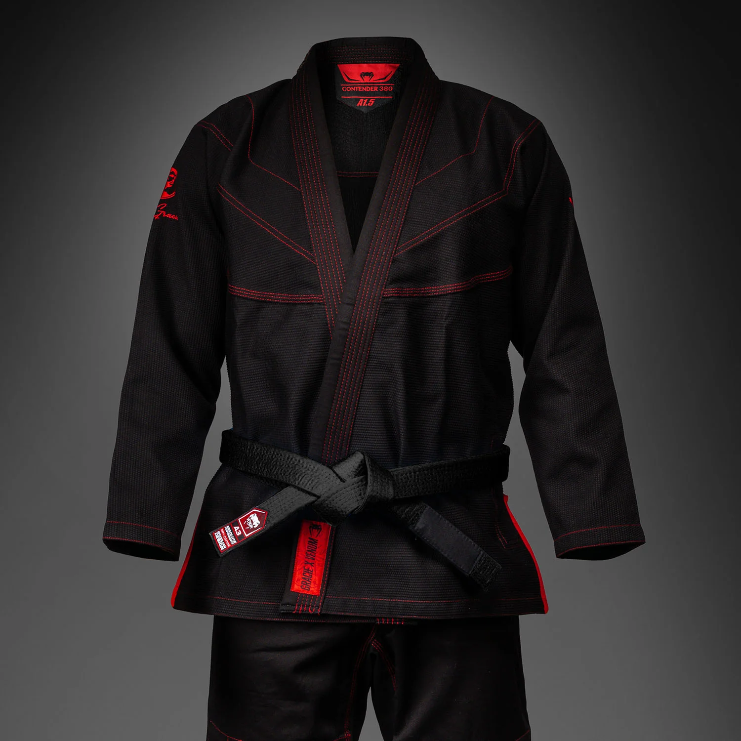 Venum x Roger Gracie Signature Kimono de BJJ - Negro/Rojo - Image 3