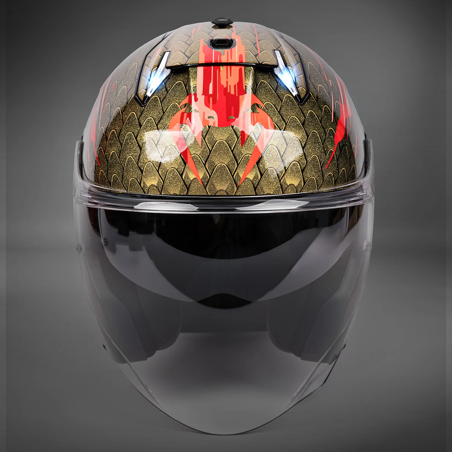 Venum x Shark Casco de moto SKWAL i3 JET - Rojo/Dorado - Image 2