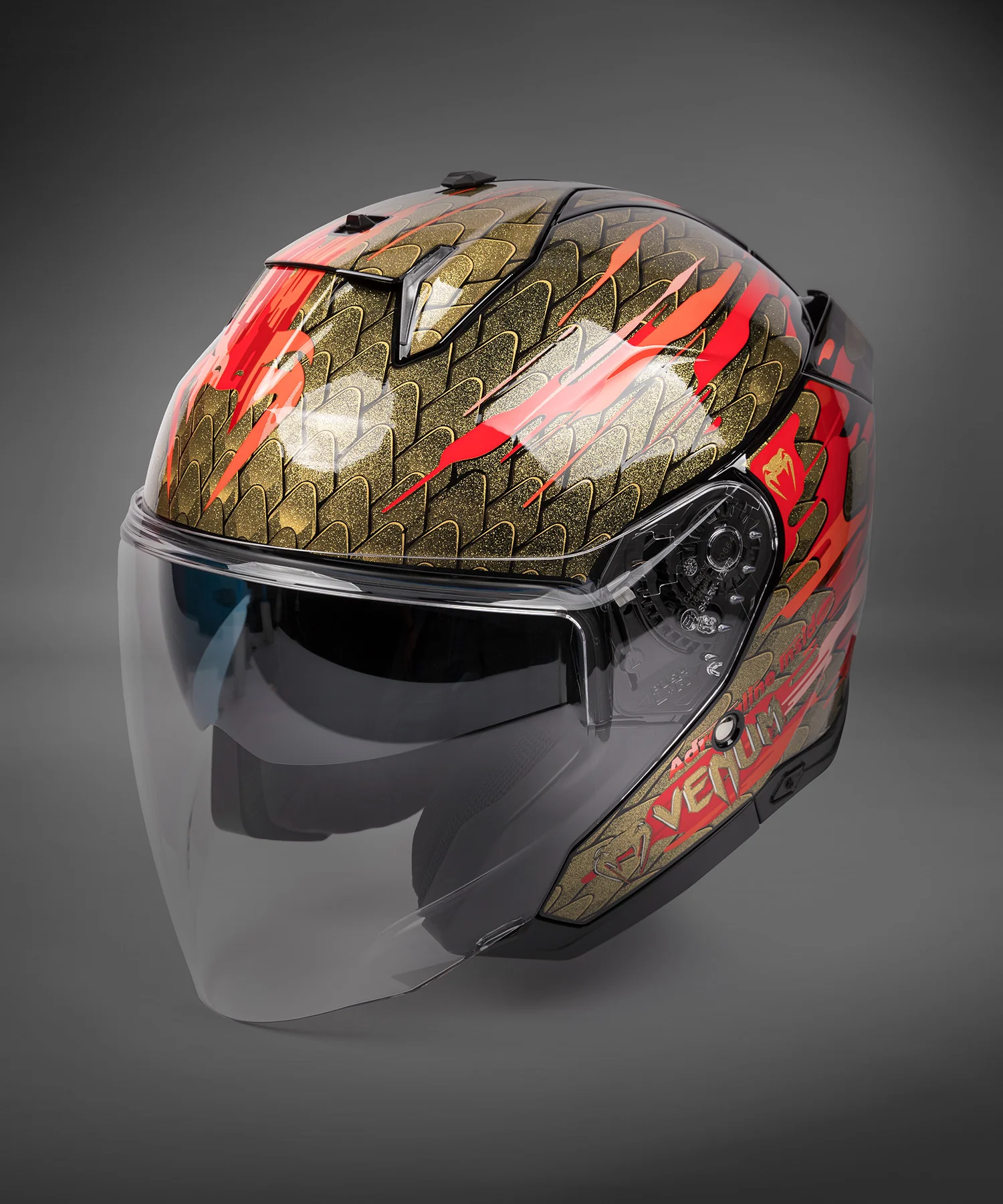 Venum x Shark Casco de moto SKWAL i3 JET - Rojo/Dorado - Image 4