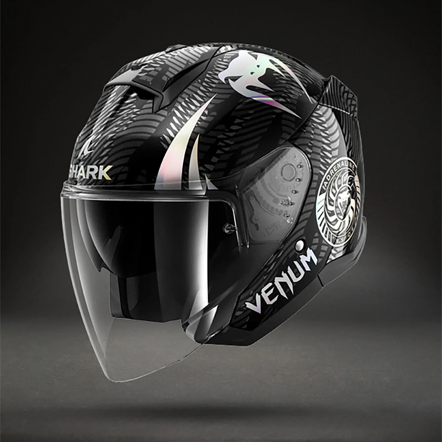 Venum x Shark SKWAL JET Casco de Moto – Negro Cromo Antracita