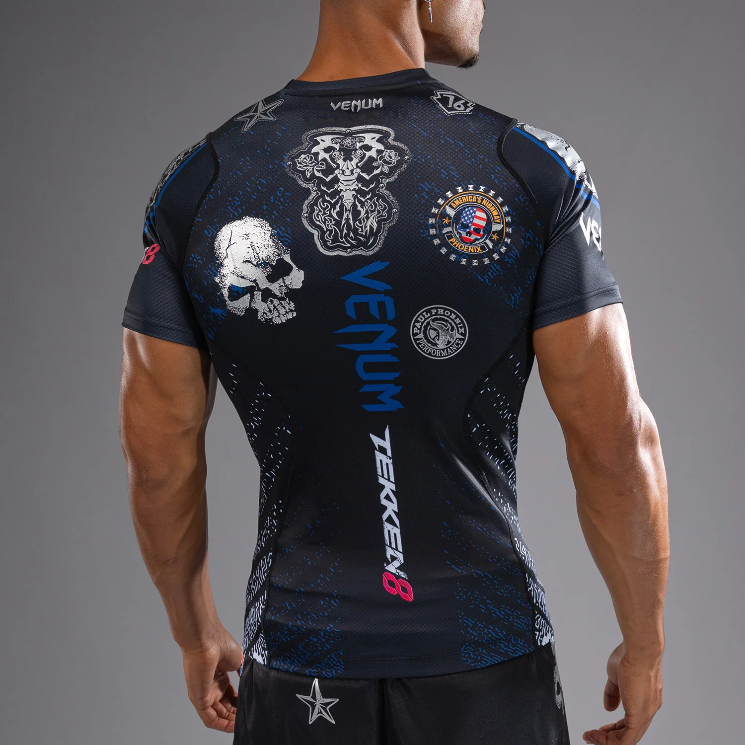 Venum x TEKKEN 8 - Paul Phoenix Rashguard - Negro/Azul - Image 5