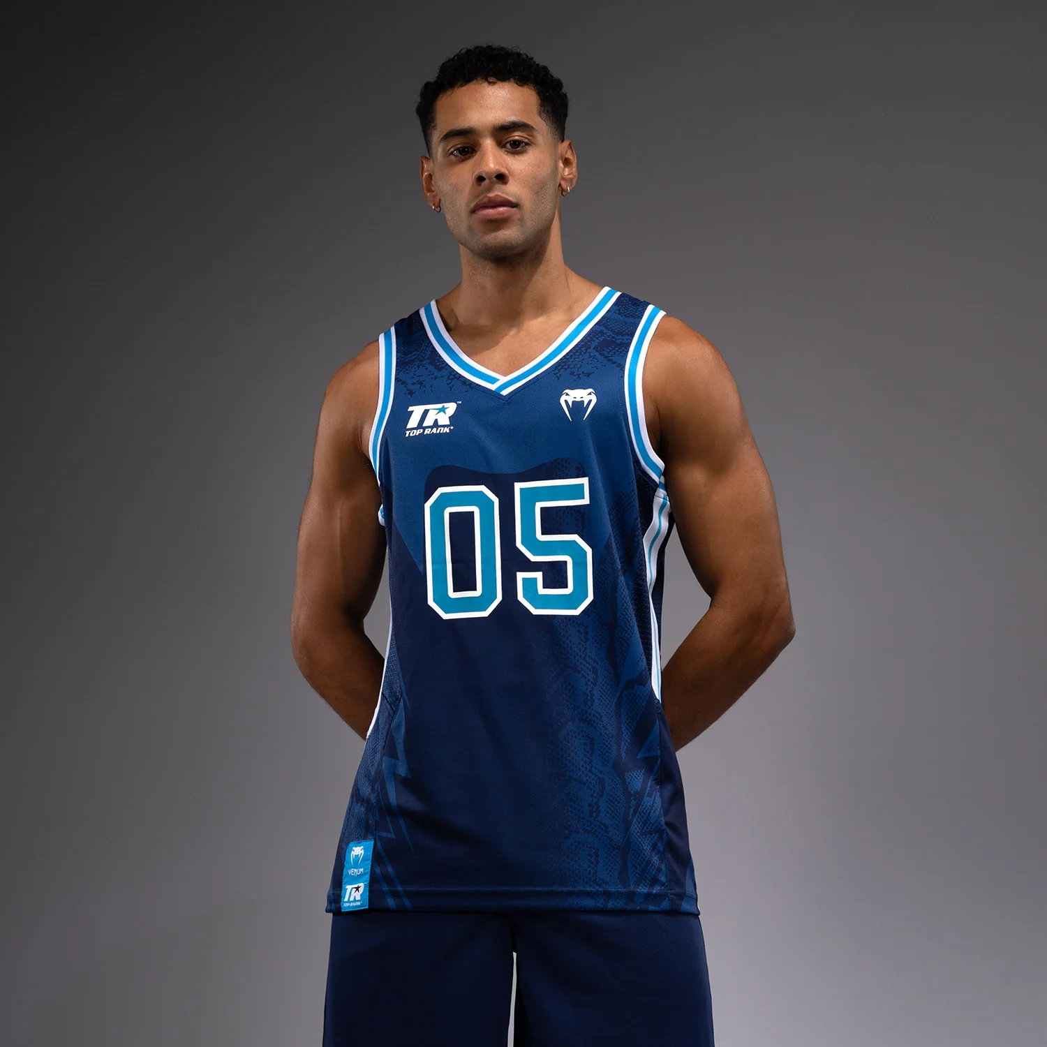 Venum x Top Rank Original Camiseta de Baloncesto para Hombre - Azul Marino