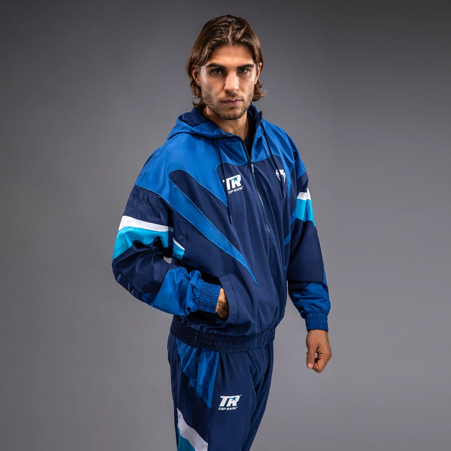 Venum x Top Rank Original Chaqueta Con Capucha para Hombre - Azul Marino - Image 4