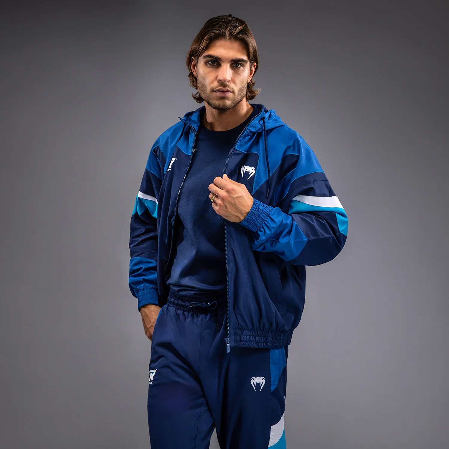 Venum x Top Rank Original Chaqueta Con Capucha para Hombre - Azul Marino - Image 5