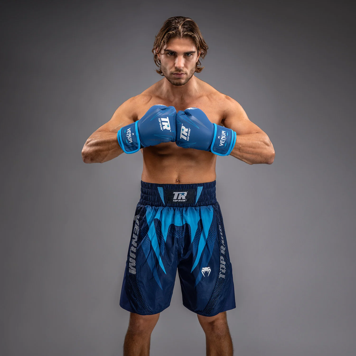 Venum x Top Rank Original Pantalones Cortos de Boxeo para Hombre - Azul Marino - Image 7