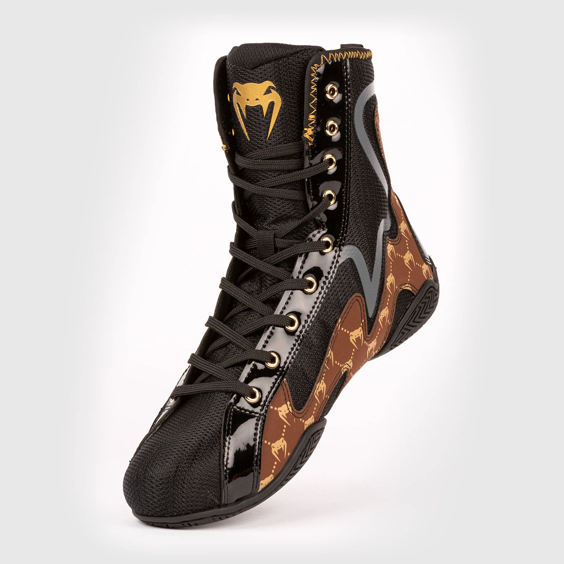 Zapatillas de boxeo Venum Elite Evo Monogram - Negro/Marrón - Image 3